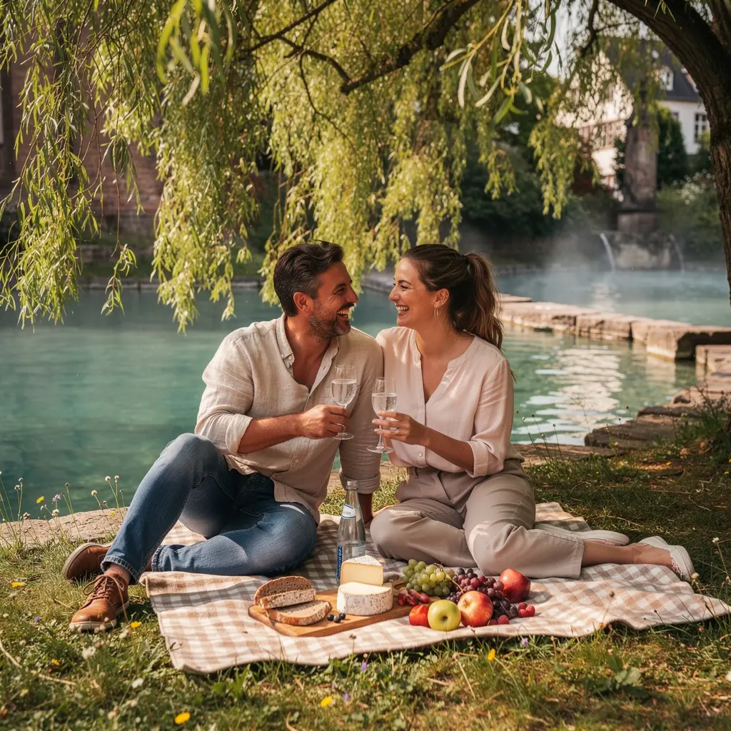 Ein Blick auf die historische Altstadt von Aachen, umgeben von malerischen Gassen und alten Gebäuden.